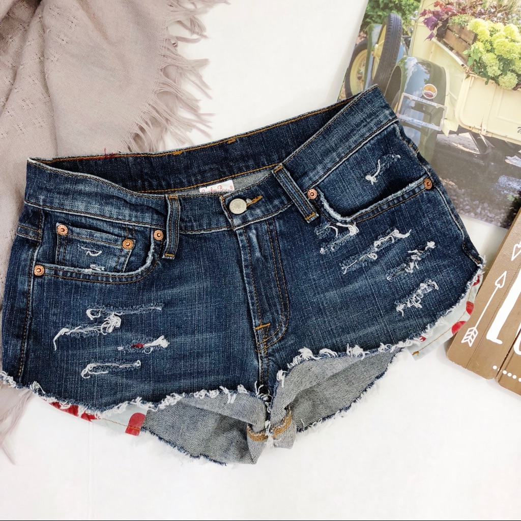 Vintage Lucky Brand Hand Distressed Jean Shorts 4
